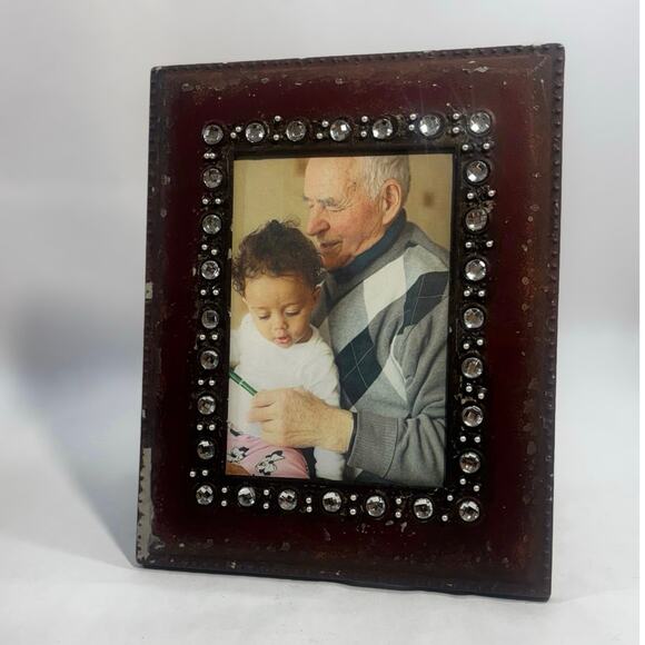 Rustic Distressed Finish Vintage style Metal Photo Frame Picture Holder 5x7 inch - Picture 8 of 8